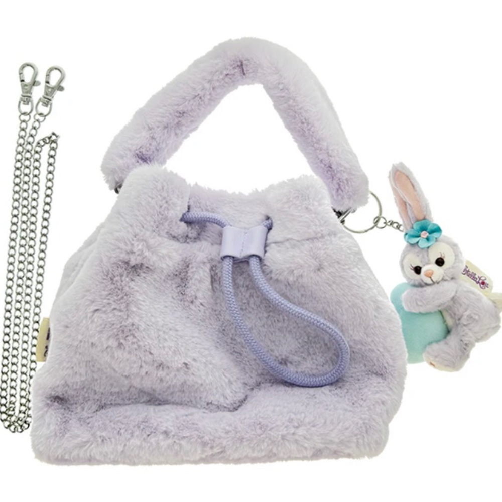 BNWT Disneyland Hong Kong Stellalou Bucket Drawstring Bag with plush pendant